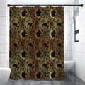 Black And Gold Celestial Pattern Print Shower Curtain