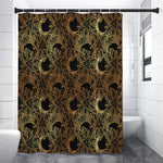 Black And Gold Celestial Pattern Print Shower Curtain