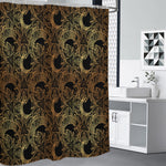Black And Gold Celestial Pattern Print Shower Curtain