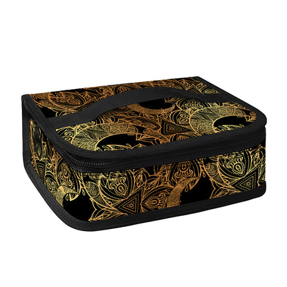 Black And Gold Celestial Pattern Print Small Lunch Bag