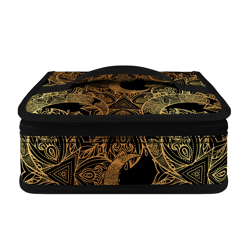 Black And Gold Celestial Pattern Print Small Lunch Bag