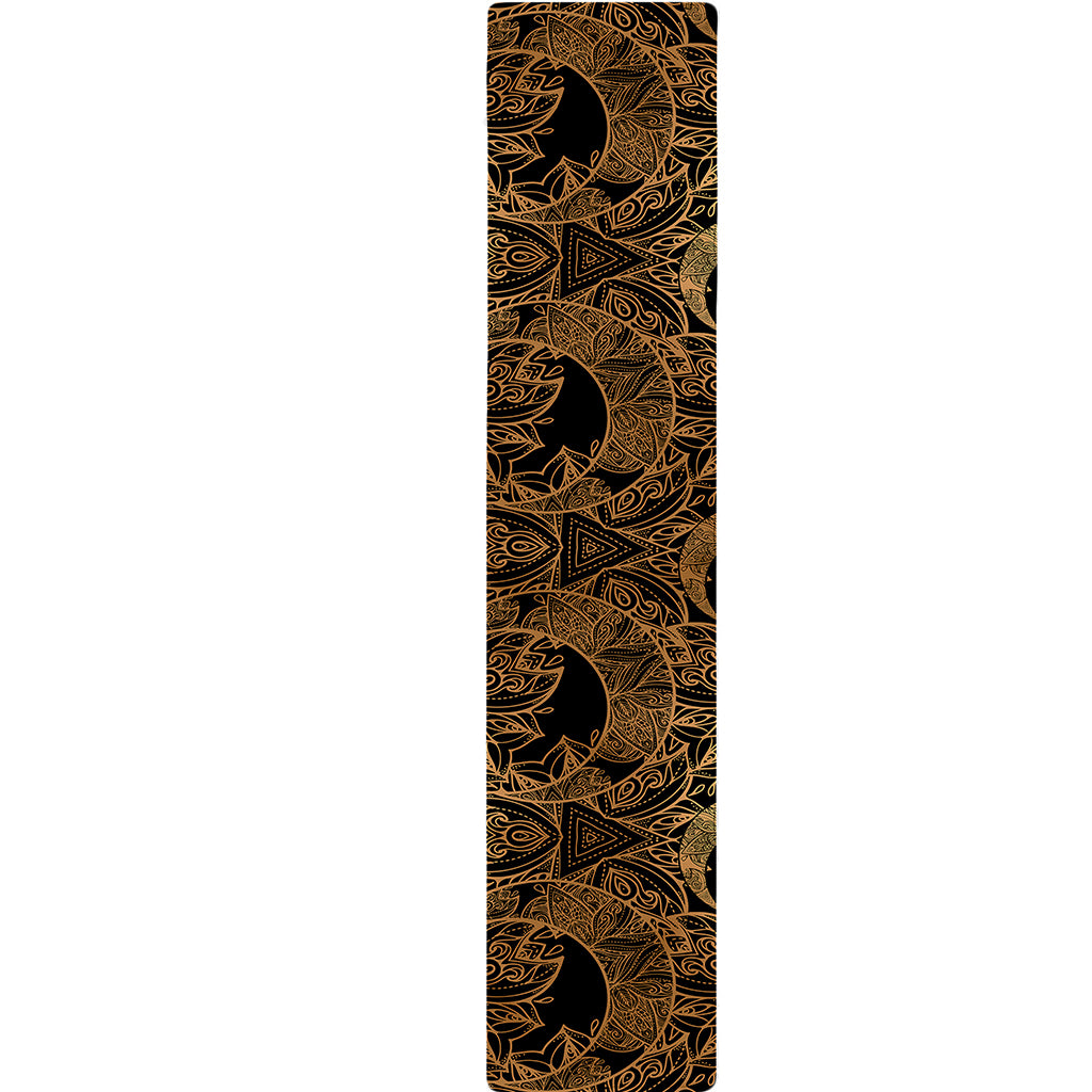 Black And Gold Celestial Pattern Print Table Runner