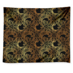 Black And Gold Celestial Pattern Print Tapestry