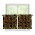 Black And Gold Celestial Pattern Print Tier Curtains