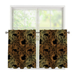 Black And Gold Celestial Pattern Print Tier Curtains