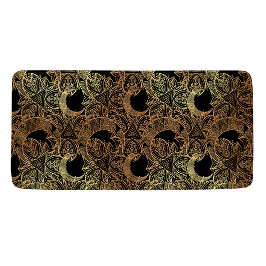 Black And Gold Celestial Pattern Print Towel