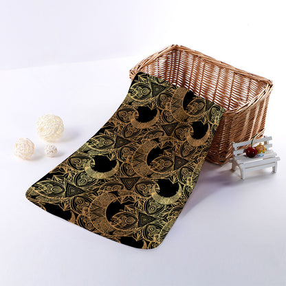 Black And Gold Celestial Pattern Print Towel