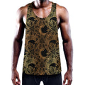 Black And Gold Celestial Pattern Print Men's Workout Tank Top