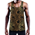 Black And Gold Celestial Pattern Print Training Tank Top