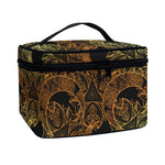Black And Gold Celestial Pattern Print Travel Makeup Bag
