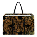 Black And Gold Celestial Pattern Print Utility Tote Bag