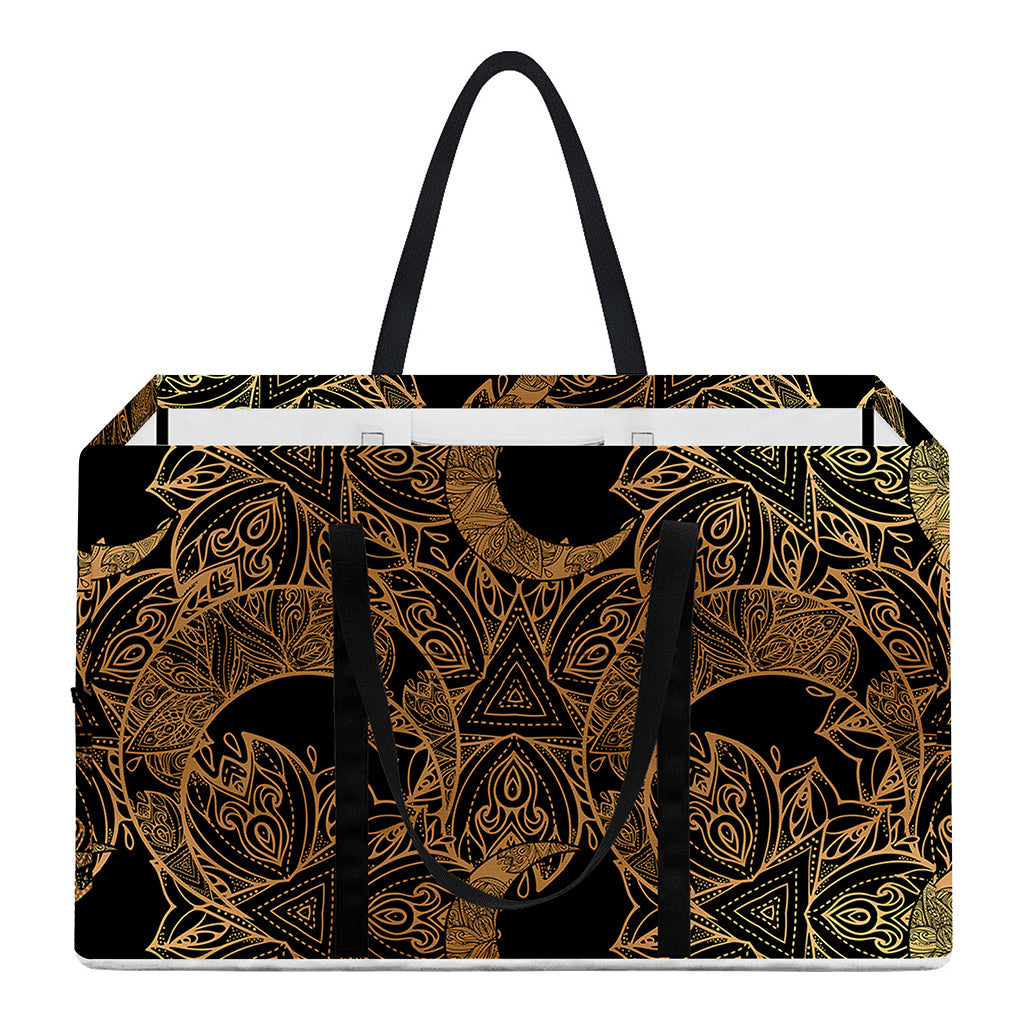 Black And Gold Celestial Pattern Print Utility Tote Bag