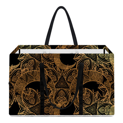 Black And Gold Celestial Pattern Print Utility Tote Bag