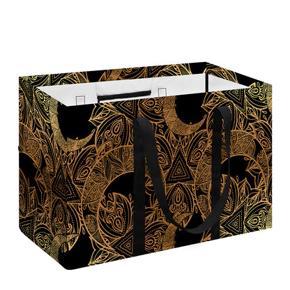 Black And Gold Celestial Pattern Print Utility Tote Bag