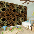 Black And Gold Celestial Pattern Print Wall Sticker