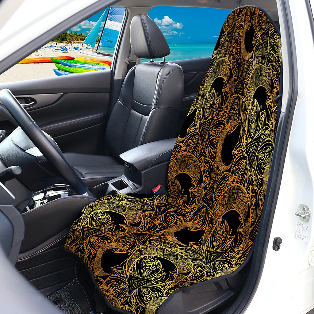 Black And Gold Celestial Pattern Print Waterproof Car Seat Cover