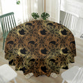 Black And Gold Celestial Pattern Print Waterproof Round Tablecloth