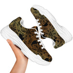 Black And Gold Celestial Pattern Print White Chunky Shoes