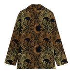 Black And Gold Celestial Pattern Print Women's Blazer