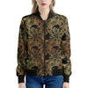 Black And Gold Celestial Pattern Print Women's Bomber Jacket