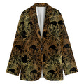 Black And Gold Celestial Pattern Print Women's Cotton Blazer