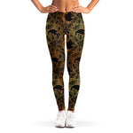 Black And Gold Celestial Pattern Print Women's Leggings