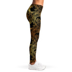 Black And Gold Celestial Pattern Print Women's Leggings
