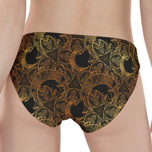 Black And Gold Celestial Pattern Print Women's Panties