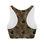 Black And Gold Celestial Pattern Print Women's Sports Bra