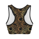 Black And Gold Celestial Pattern Print Women's Sports Bra