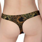 Black And Gold Celestial Pattern Print Women's Thong