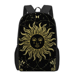 Black And Gold Celestial Sun Print 17 Inch Backpack