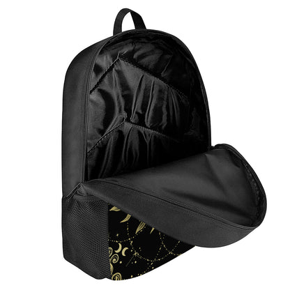 Black And Gold Celestial Sun Print 17 Inch Backpack