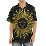 Black And Gold Celestial Sun Print Aloha Shirt