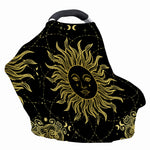 Black And Gold Celestial Sun Print Baby Seat Cover