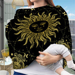 Black And Gold Celestial Sun Print Baby Seat Cover