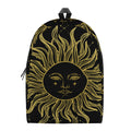 Black And Gold Celestial Sun Print School Backpack