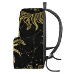 Black And Gold Celestial Sun Print Backpack