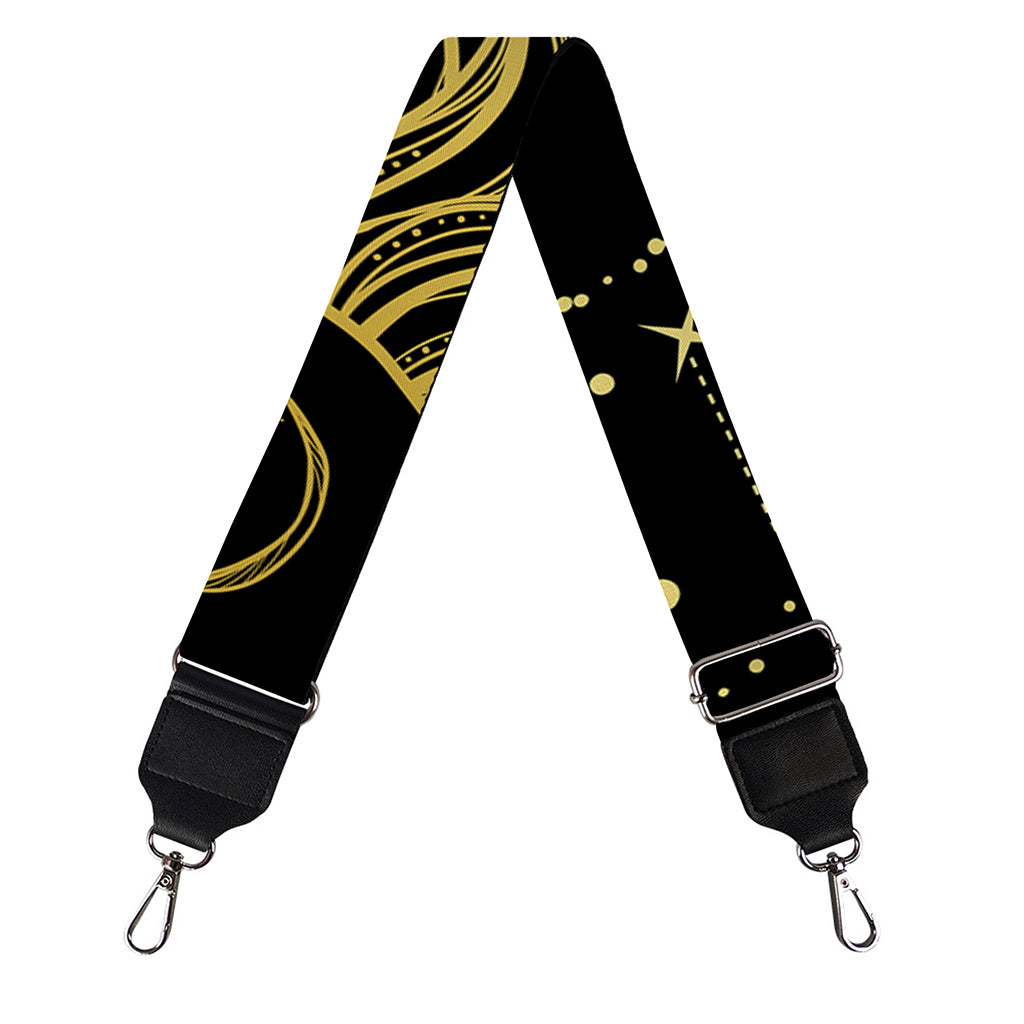 Black And Gold Celestial Sun Print Bag Strap