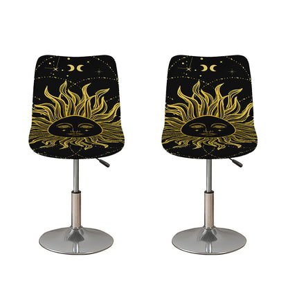 Black And Gold Celestial Sun Print Bar Stool Covers