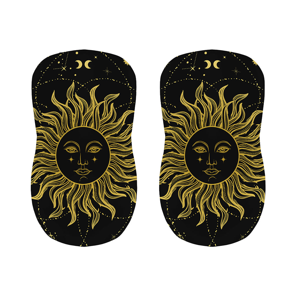 Black And Gold Celestial Sun Print Bar Stool Covers