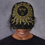 Black And Gold Celestial Sun Print Baseball Cap