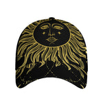 Black And Gold Celestial Sun Print Baseball Cap