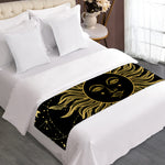 Black And Gold Celestial Sun Print Bed Runner