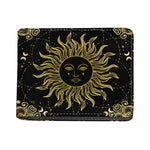 Black And Gold Celestial Sun Print Bifold Wallet