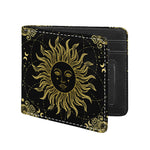 Black And Gold Celestial Sun Print Bifold Wallet