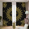 Black And Gold Celestial Sun Print Blackout Pencil Pleat Curtains