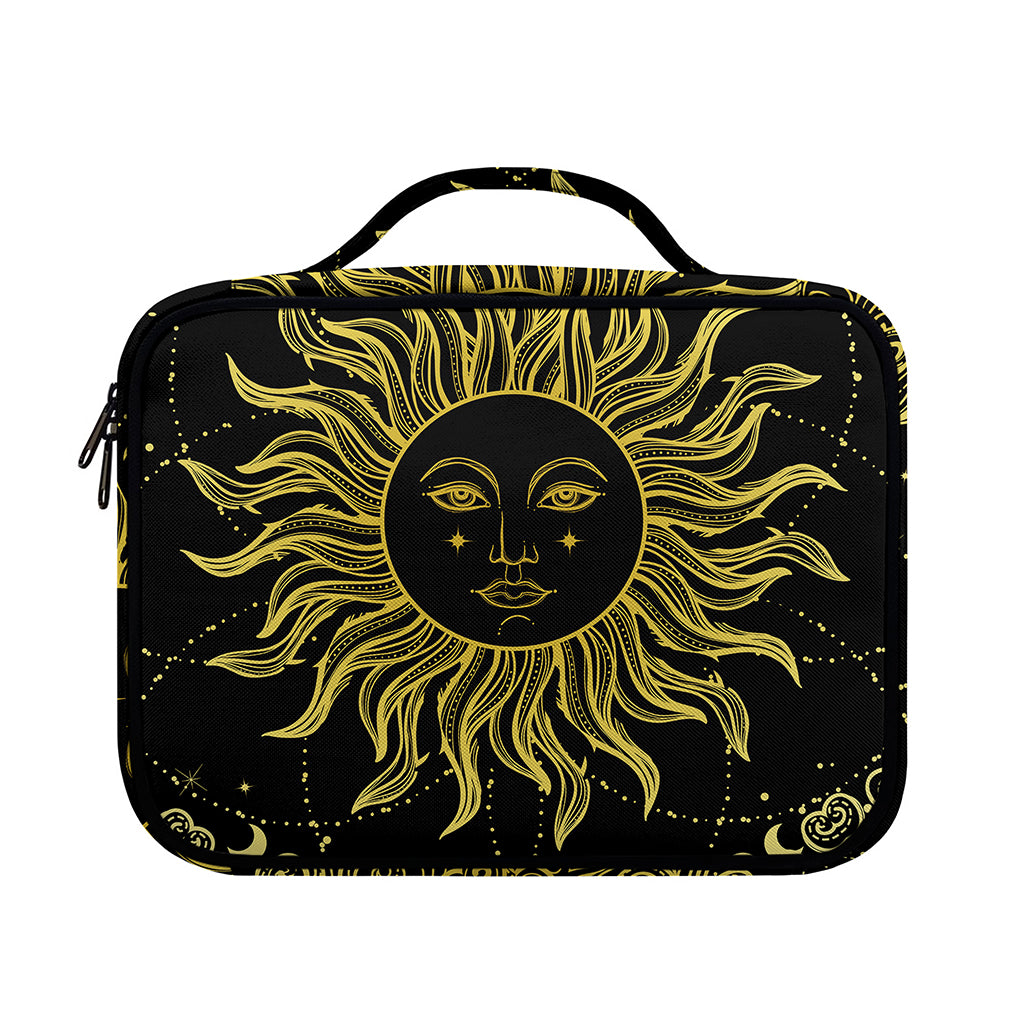 Black And Gold Celestial Sun Print Briefcase Bible Bag