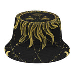 Black And Gold Celestial Sun Print Bucket Hat