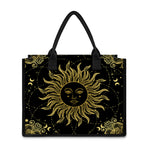 Black And Gold Celestial Sun Print Canvas Tote Bag